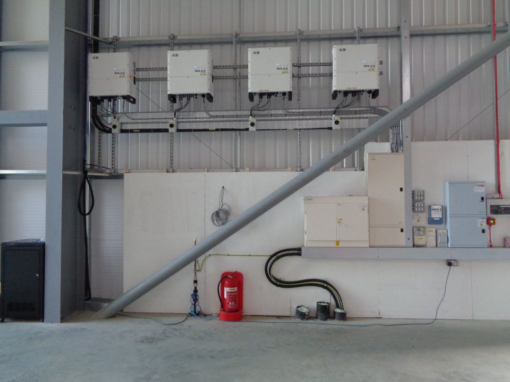 Commercial inverters fitted to a new build factory wallf