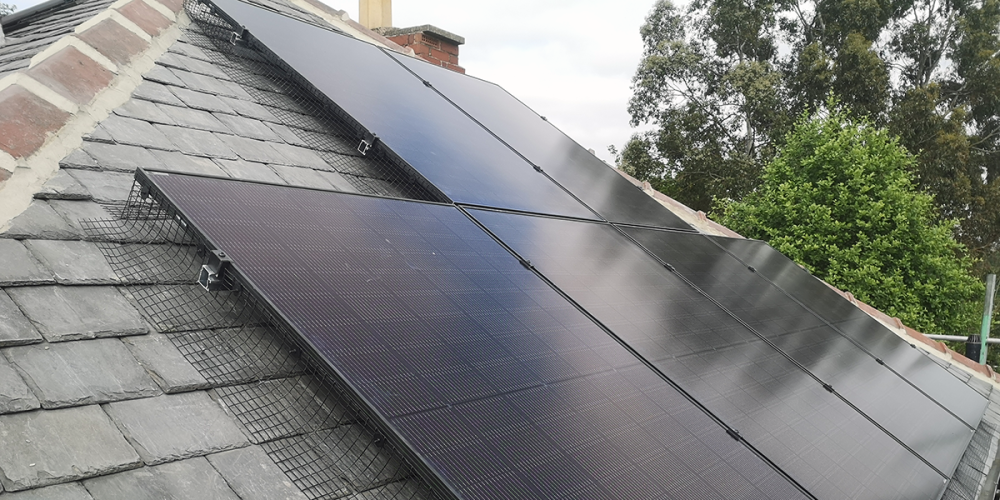 All black solar panels installed to a slate roof in Leeds