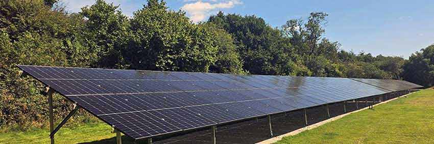 ground mounted solar panels installed at Alwoodley Golf Club in Leeds.