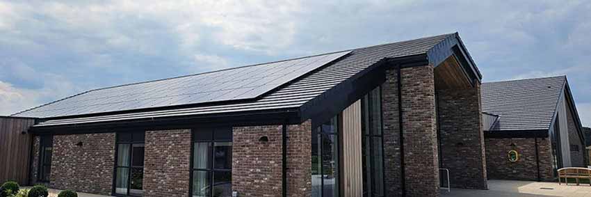 Provence House Care Home, Pocklington. Solar panels installed across 6 tiled roof faces.