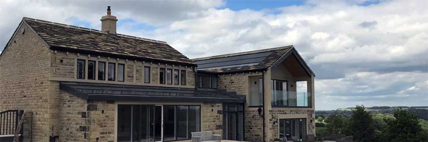 Solfit roof integrated panels full roof and yorkshire stone roof