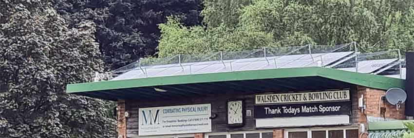 Walsden Cricket Club solar panels with cricket ball protection